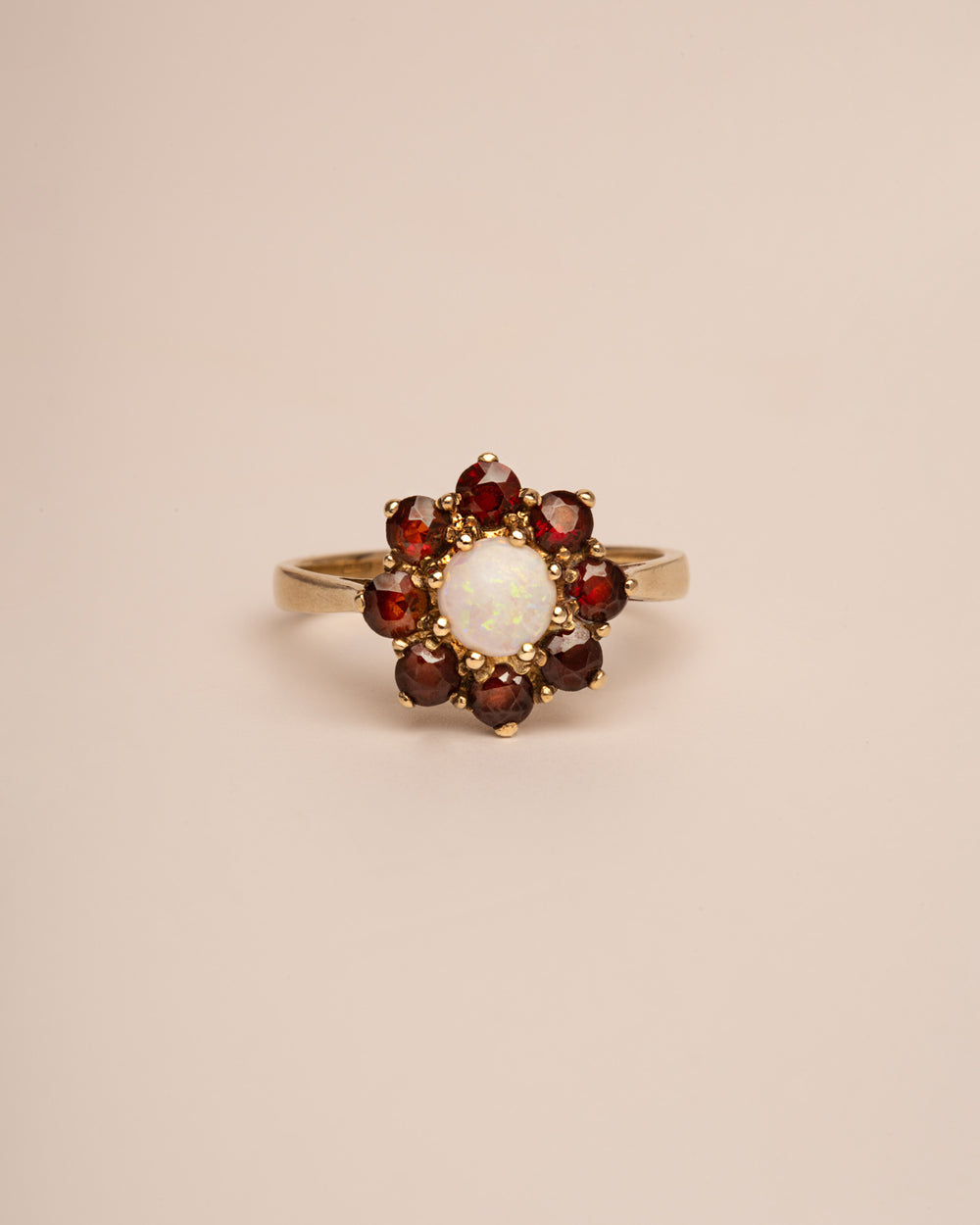 Alma 9ct Gold Opal & Garnet Cluster Ring