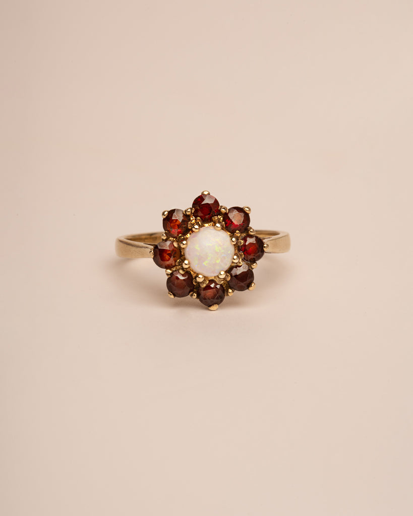 Alma 9ct Gold Opal & Garnet Cluster Ring