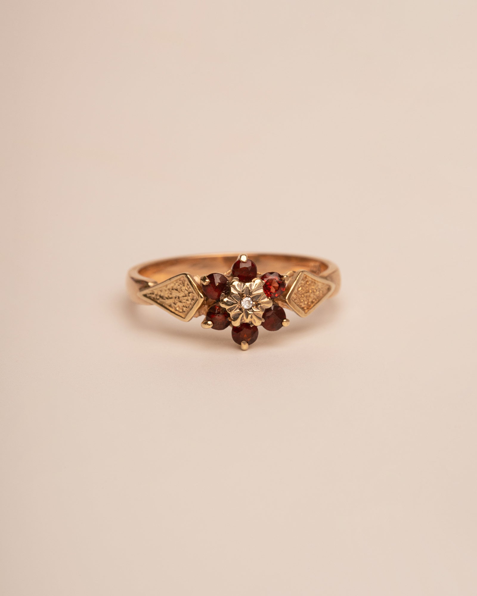Image of Cicely 9ct Gold Garnet & Diamond Ring