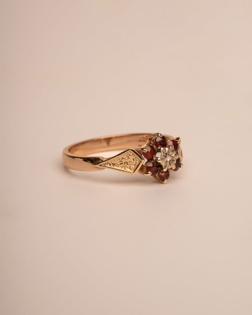 Cicely 9ct Gold Garnet & Diamond Ring