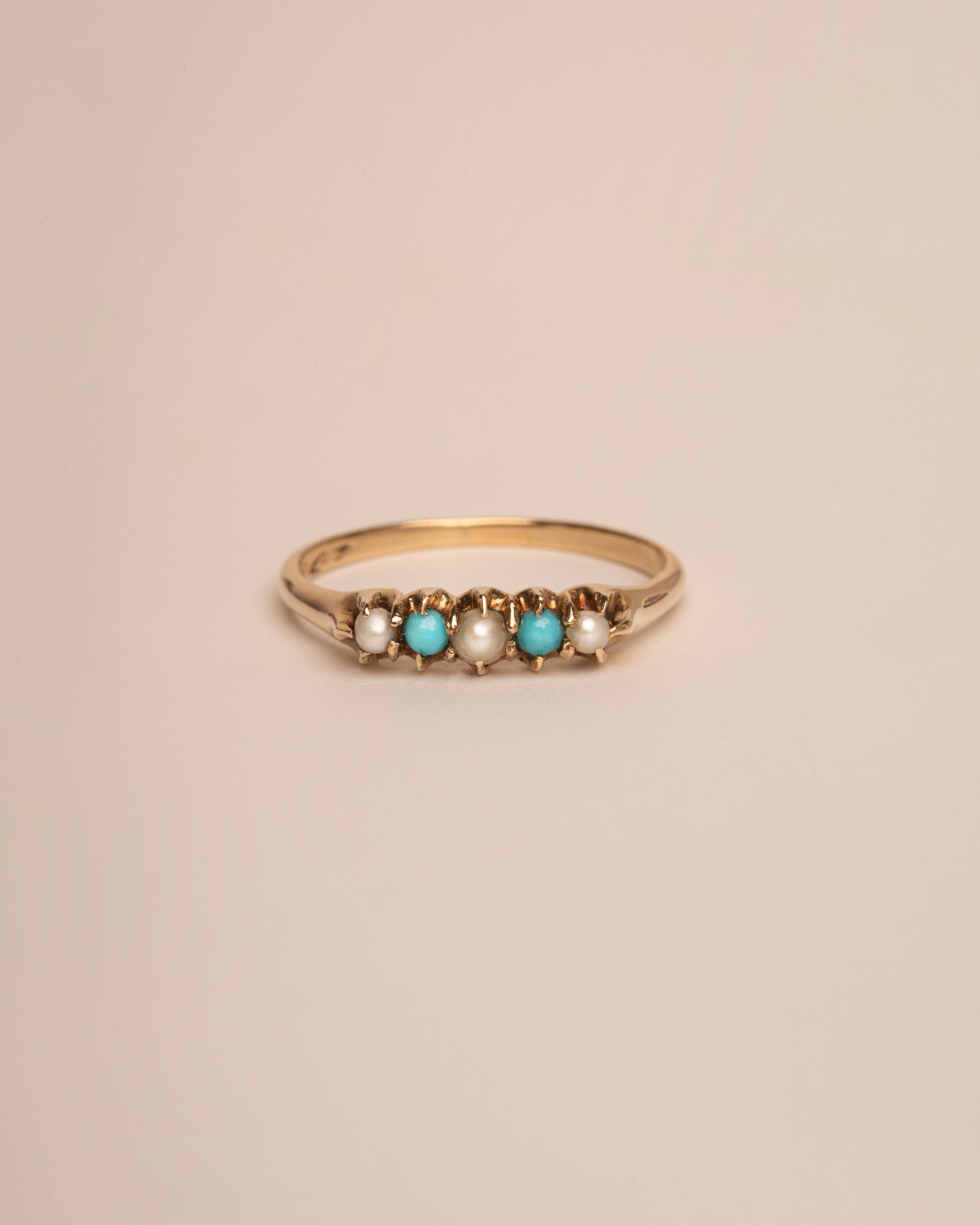 Image of Doris 14ct Gold Turquoise & Pearl Ring