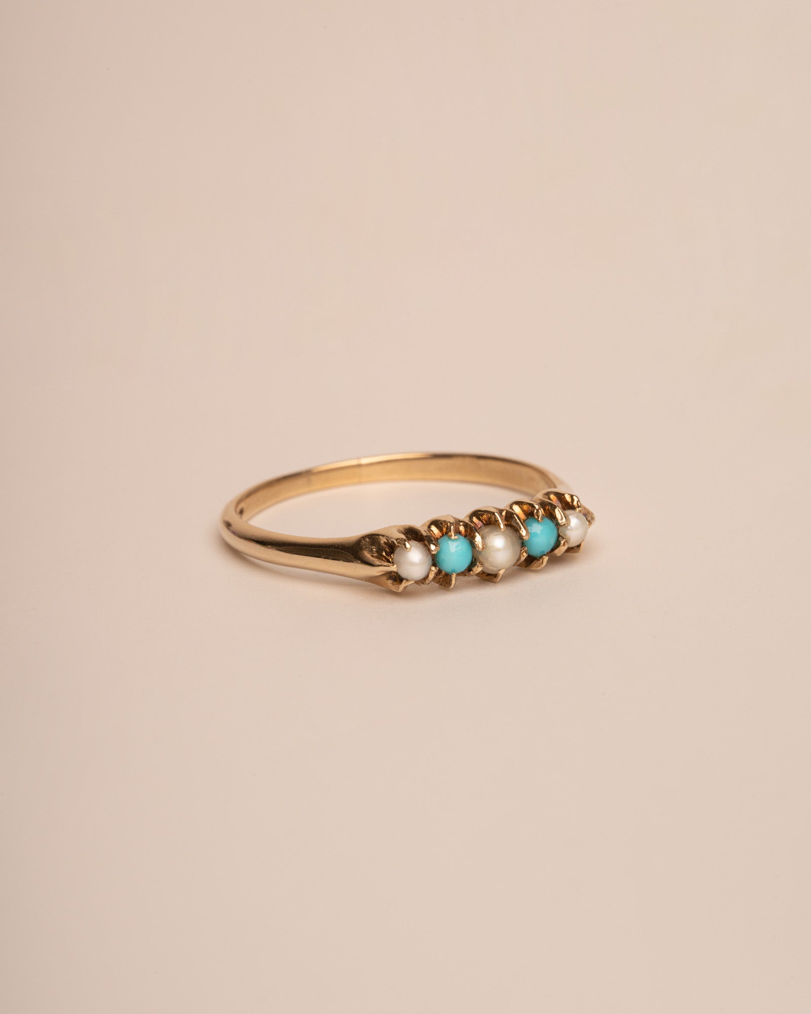 Doris 14ct Gold Turquoise & Pearl Ring