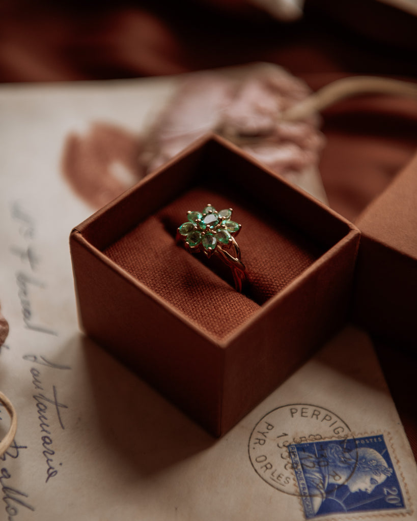 Muriel 9ct Gold Emerald Cluster Ring