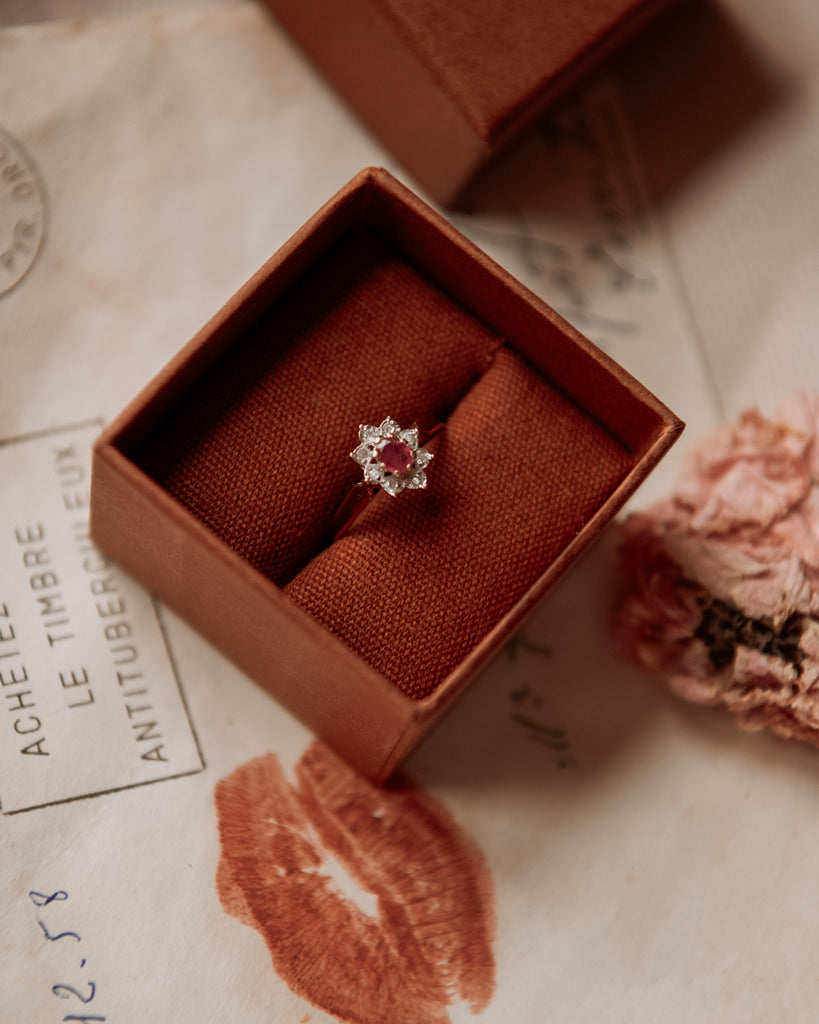 Lilibet 9ct Gold Ruby & Diamond Cluster Ring