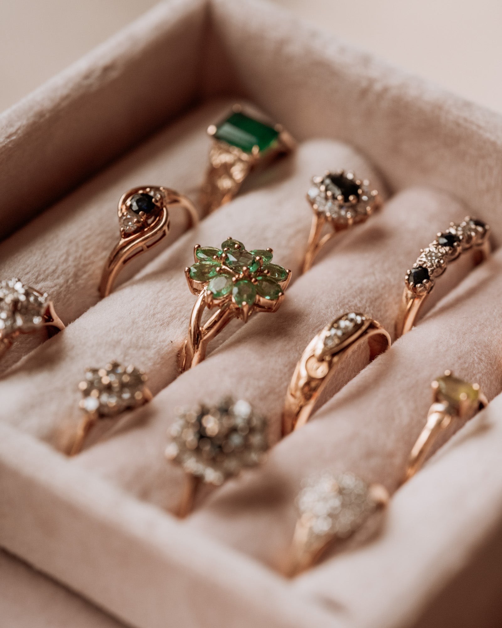 Muriel 9ct Gold Emerald Cluster Ring