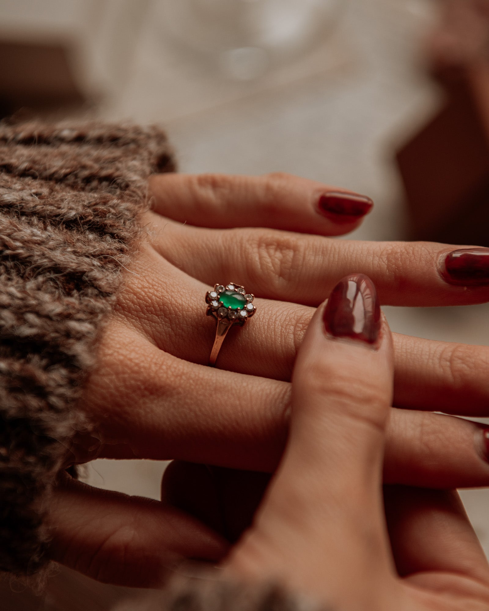 Maggie 9ct Gold Emerald Cluster Ring