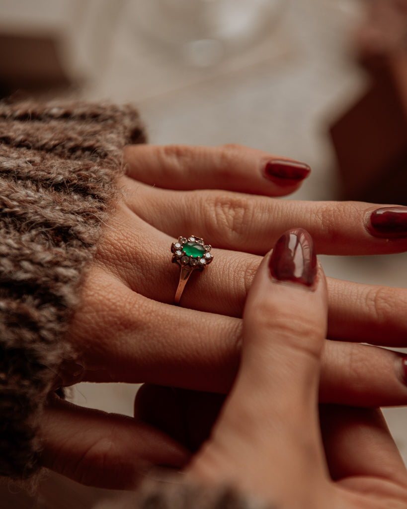 Maggie 9ct Gold Emerald Cluster Ring
