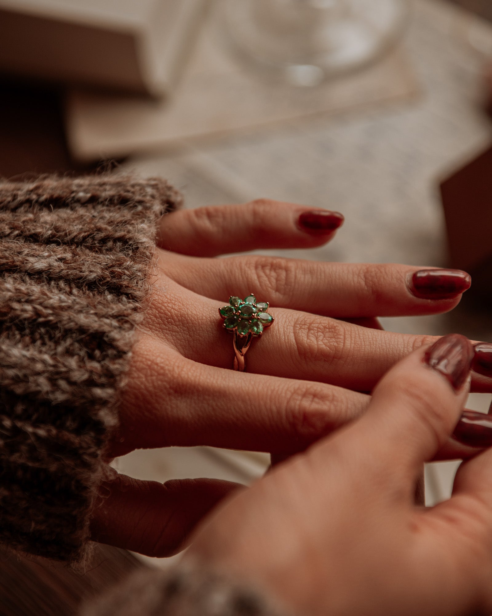 Muriel 9ct Gold Emerald Cluster Ring