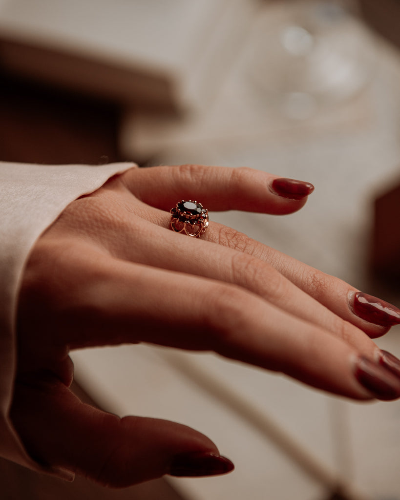 Rosemary 9ct Gold Garnet Cluster Ring