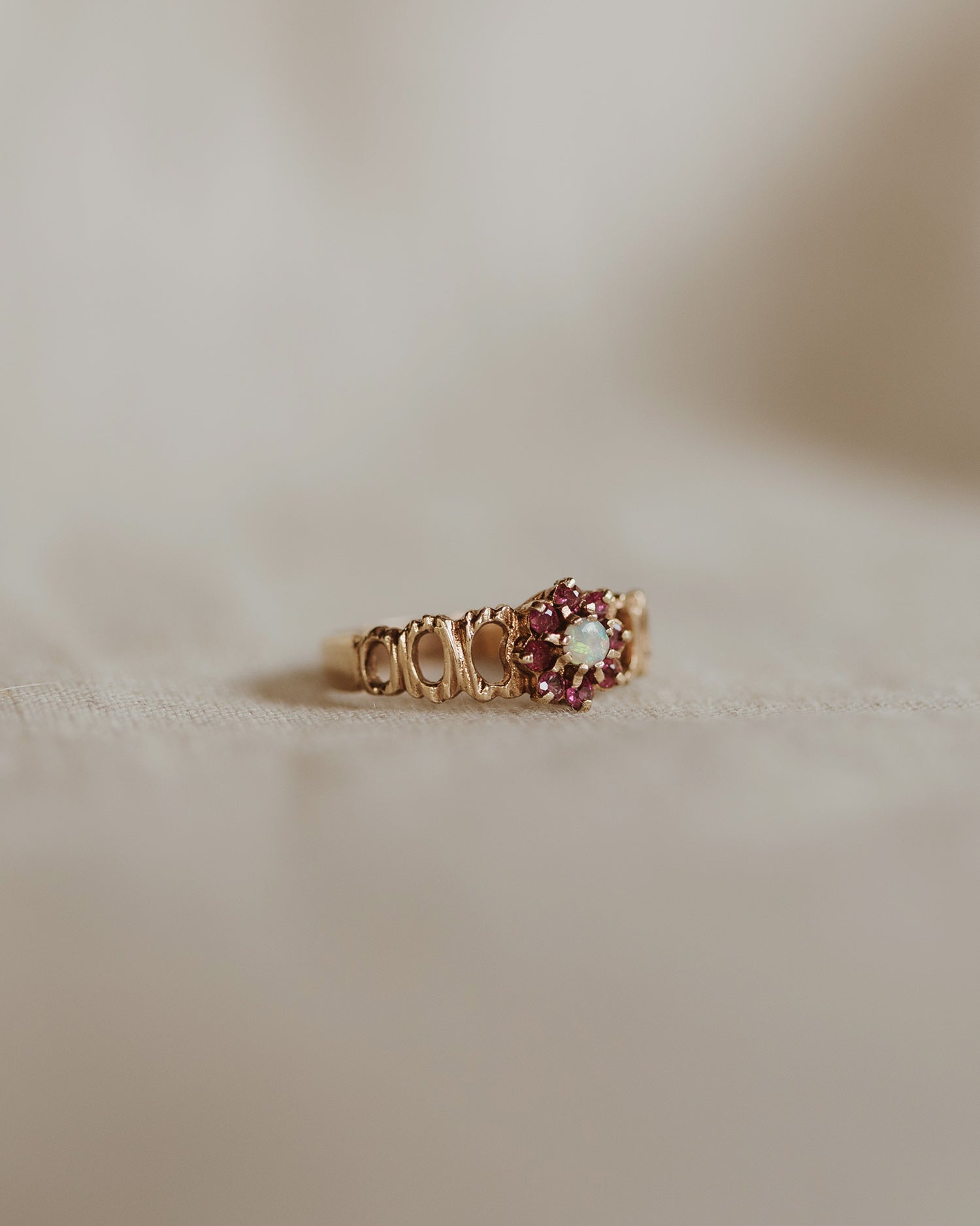 Dorothy 9ct Gold Opal & Ruby Ring
