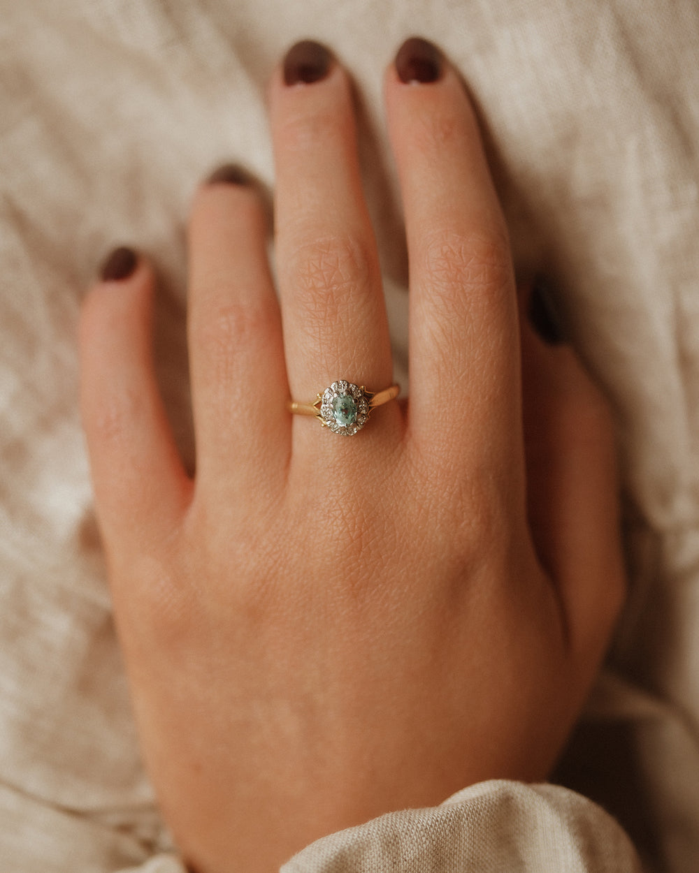 Sadie 1978 18ct Gold Aquamarine & Diamond Ring