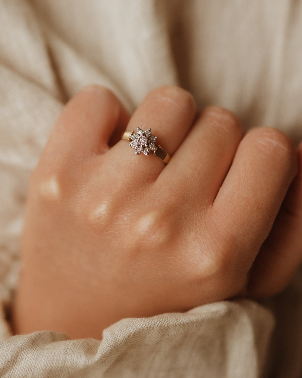 Theodora 9ct Gold Vintage Diamond Cluster Ring