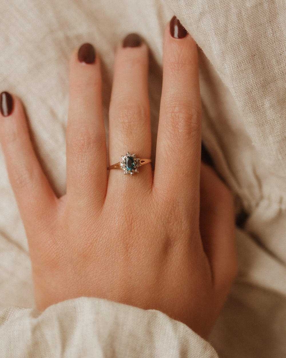 Imogen 1987 9ct Gold Vintage Blue Topaz Ring