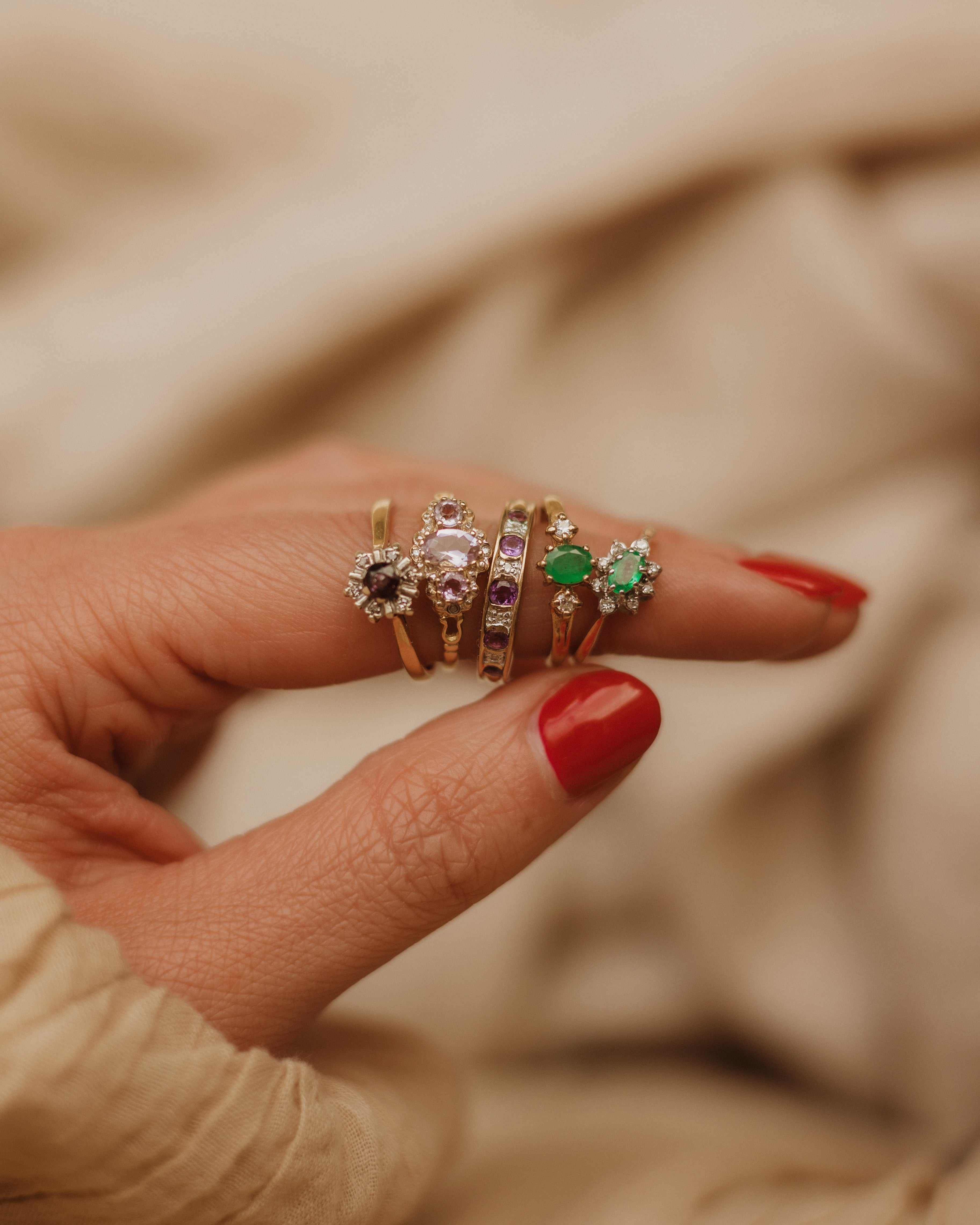 Bernadette Vintage 9ct Gold Amethyst & Diamond Ring