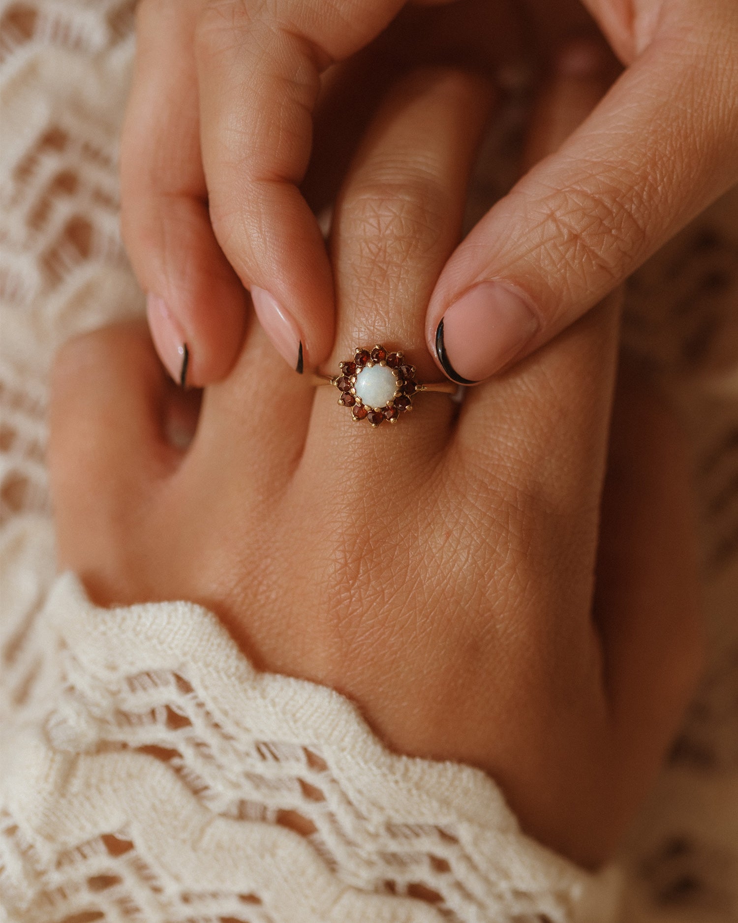 Image of Anise 9ct Gold Opal & Garnet Ring