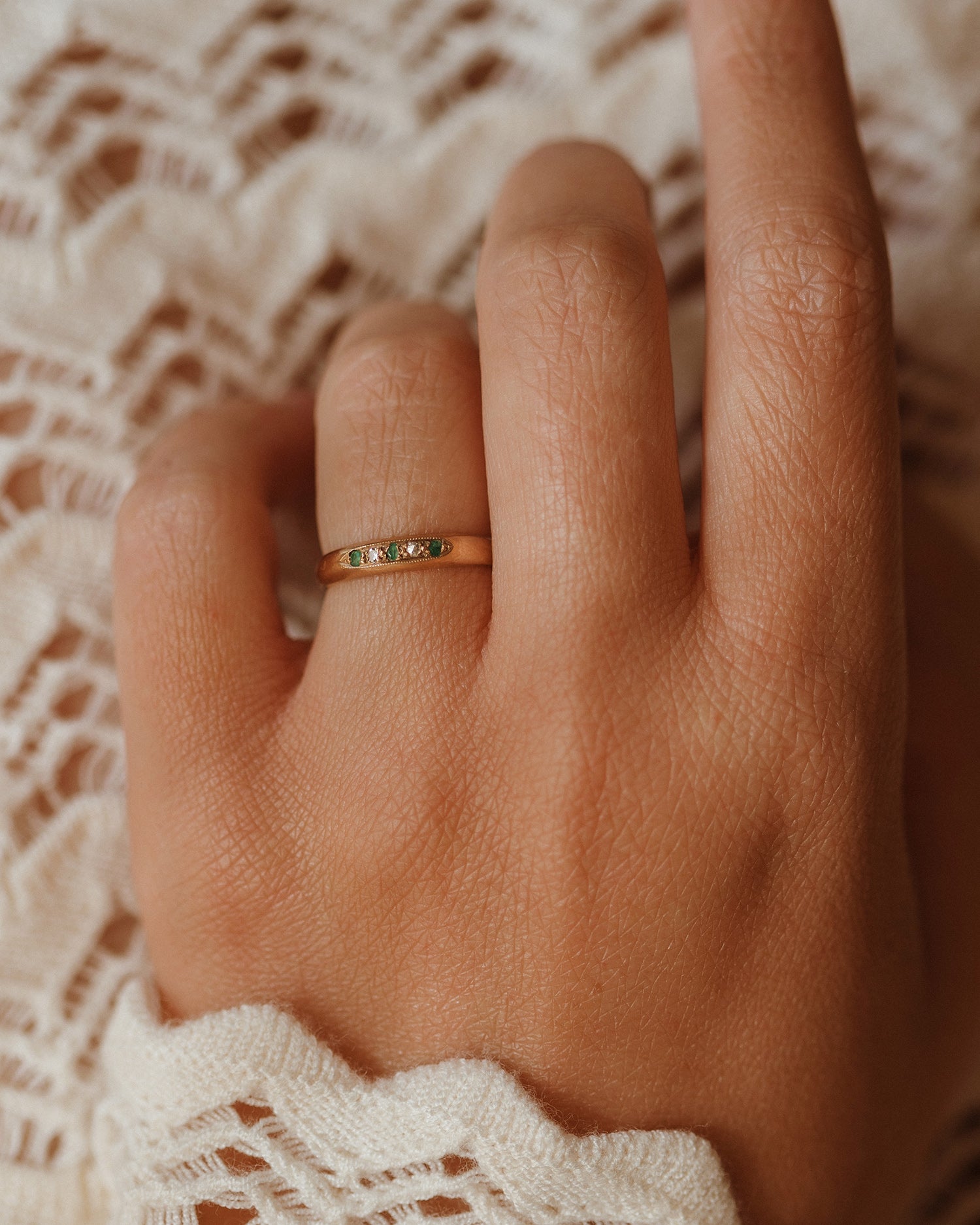 Winnie 9ct Gold Emerald & Diamond Ring