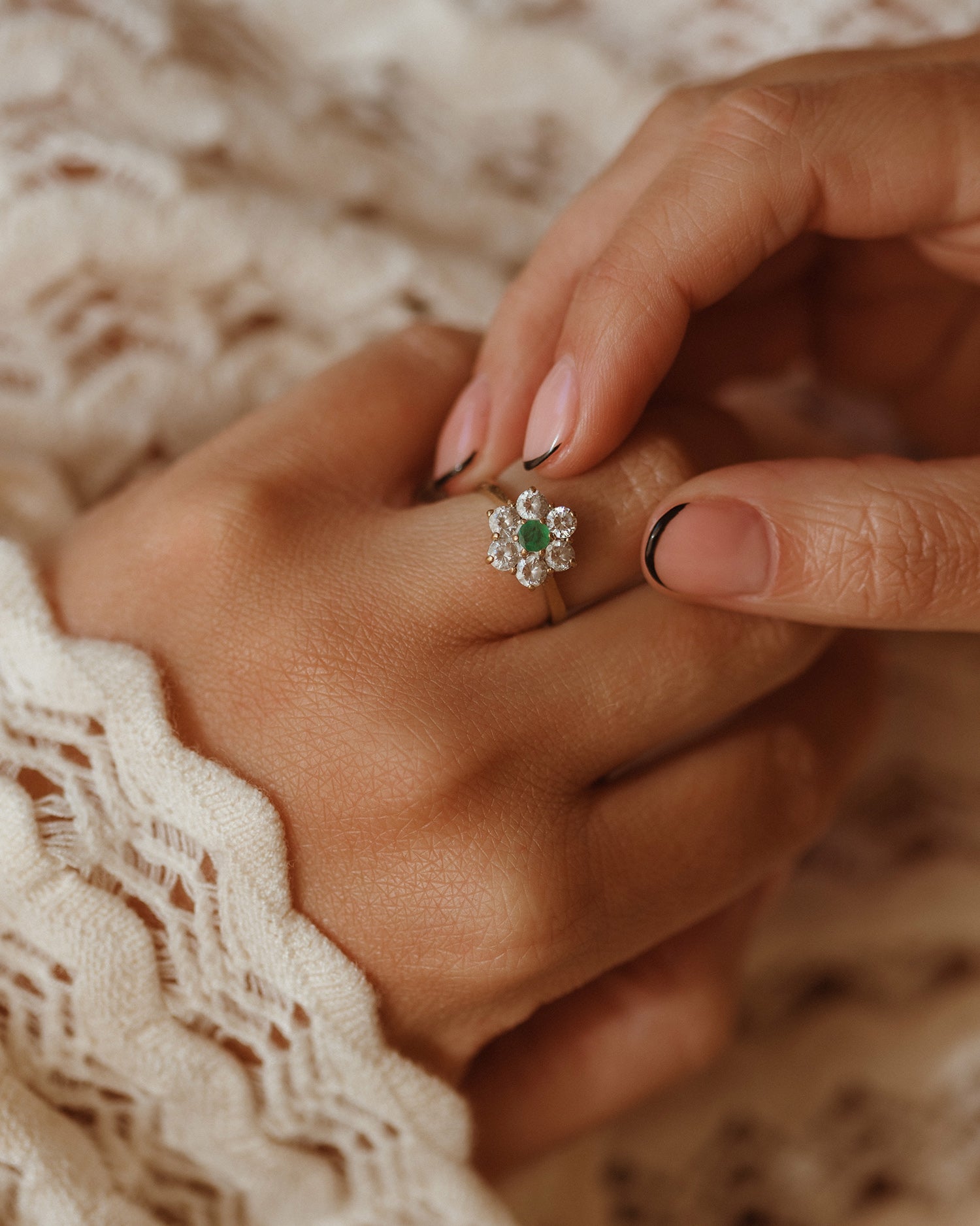 Image of Sabine 9ct Gold Emerald Ring