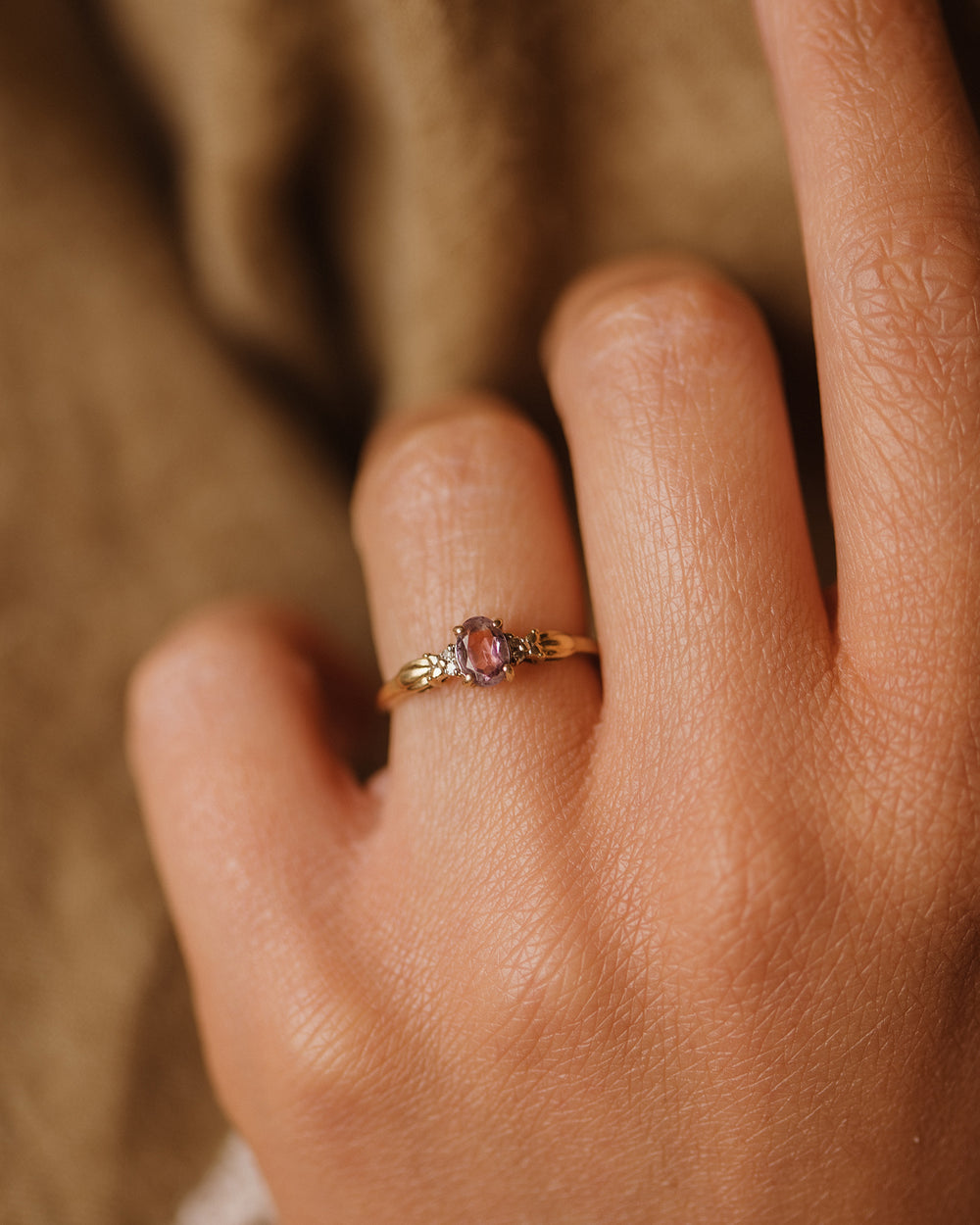 Henrietta Vintage 9ct Gold Amethyst & Diamond Ring