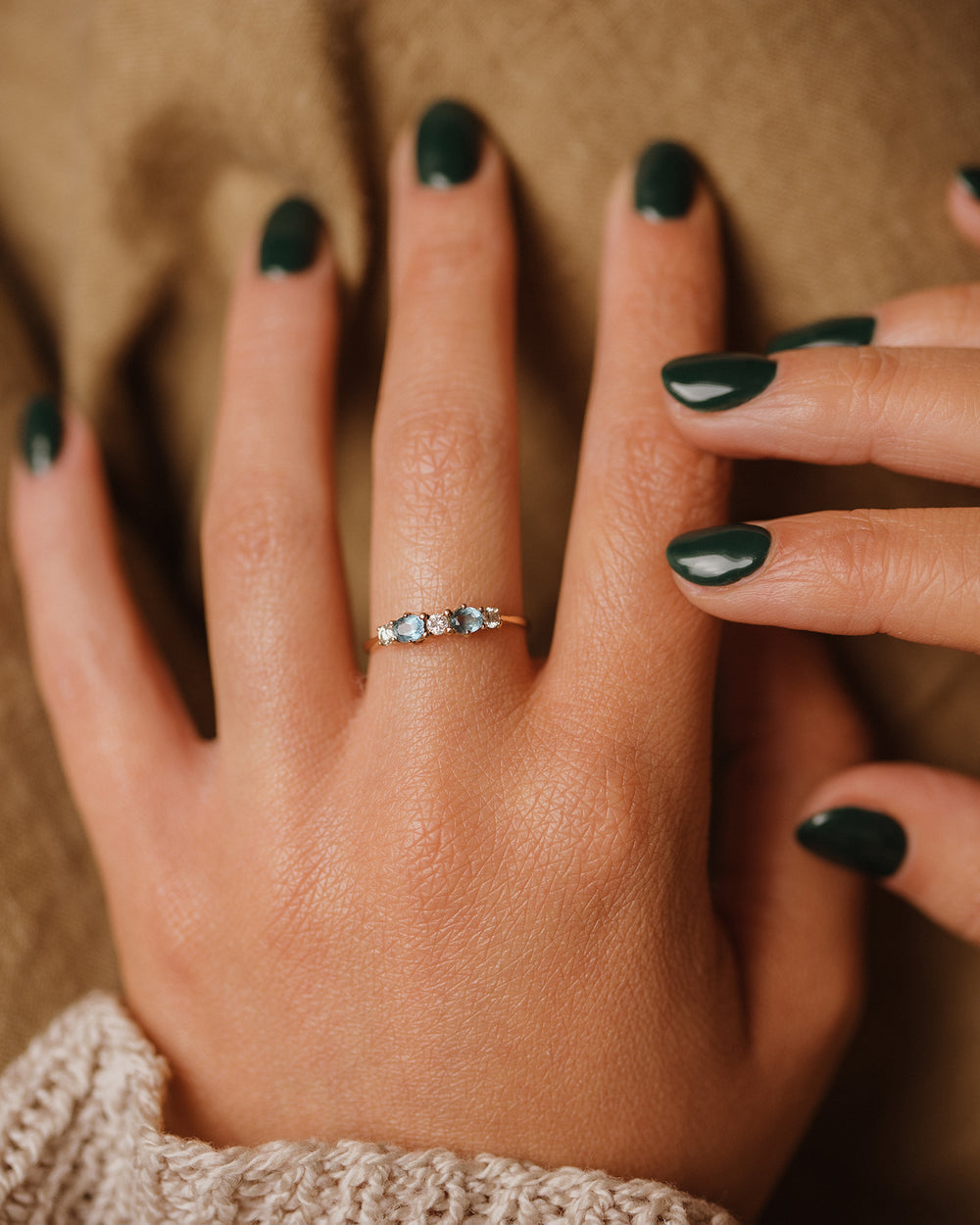 Edith 1989 9ct Gold Blue Topaz & Diamond Ring