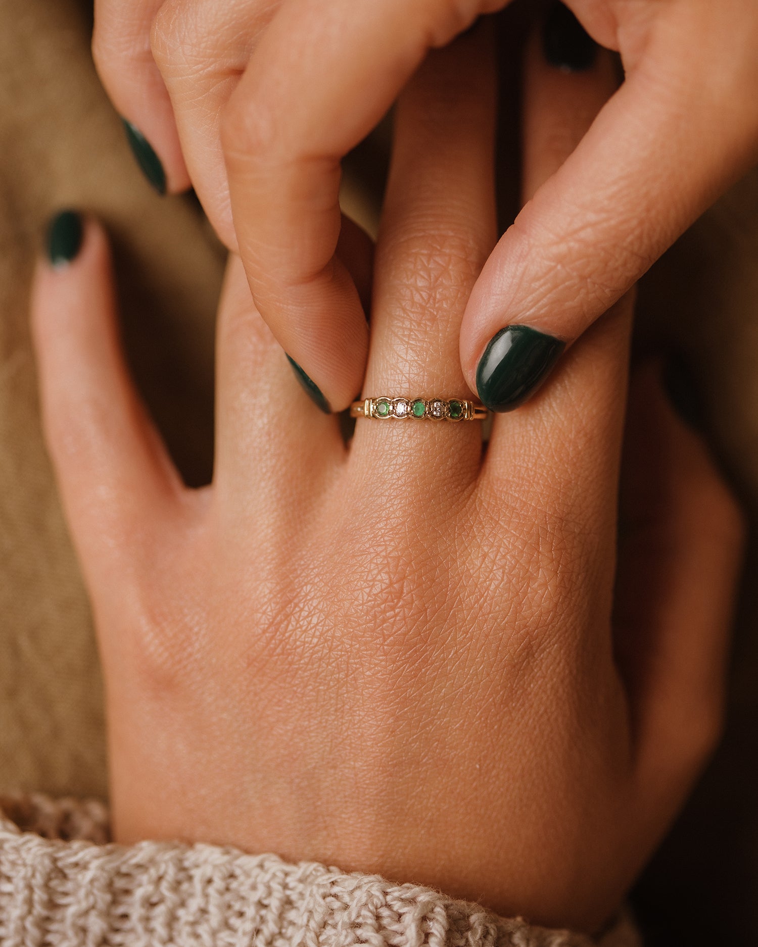 Image of Alexandra 1990 9ct Gold Emerald Ring