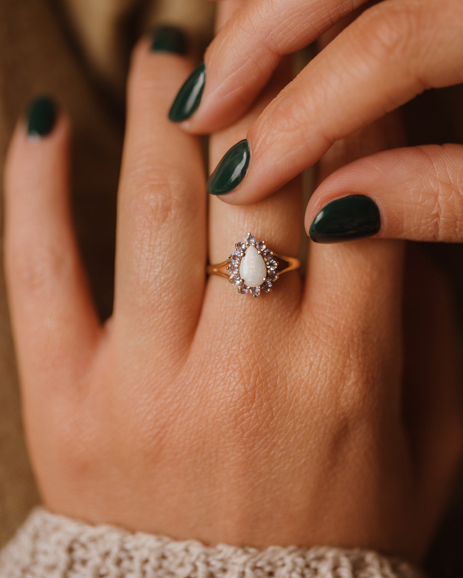 Image of Alta Vintage 9ct Gold Opal & Tanzanite Ring