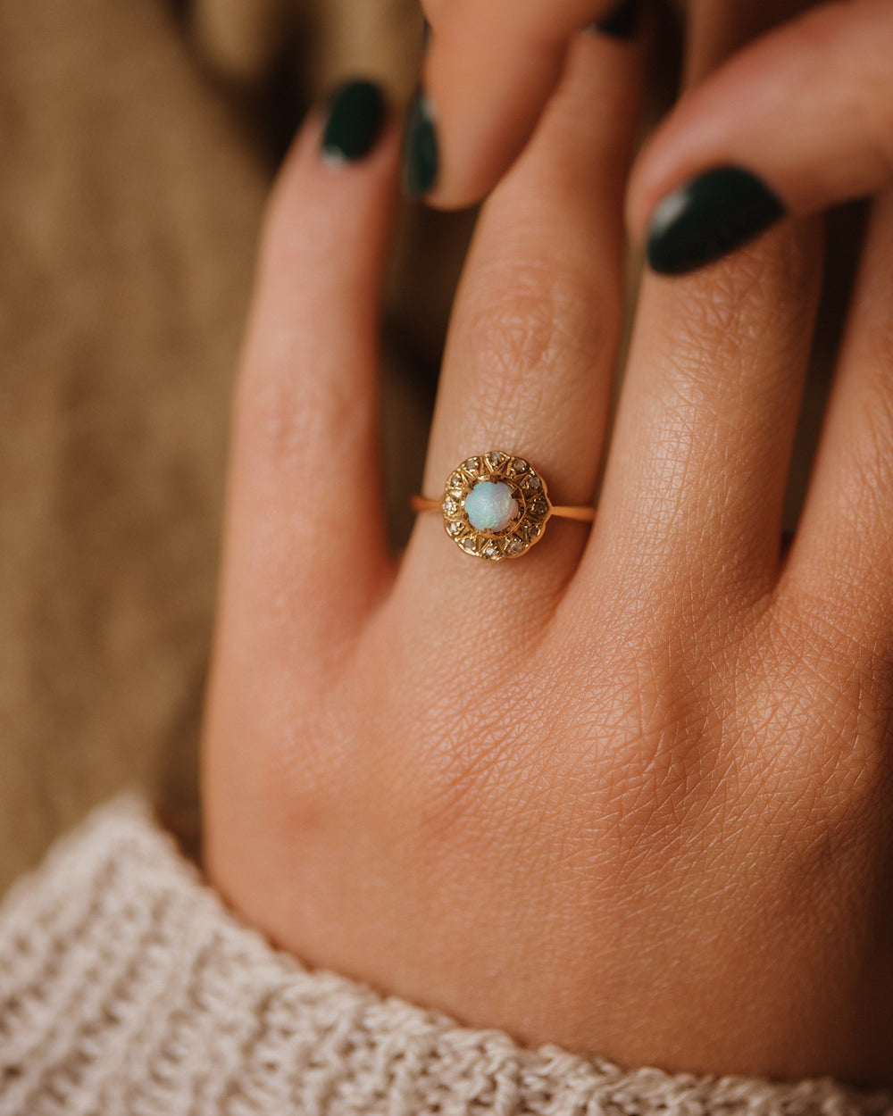 Janie Vintage 18ct Gold Opal & Diamond Ring