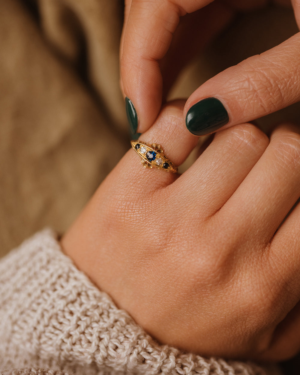 Marcella Antique 18ct Gold Sapphire & Diamond Ring