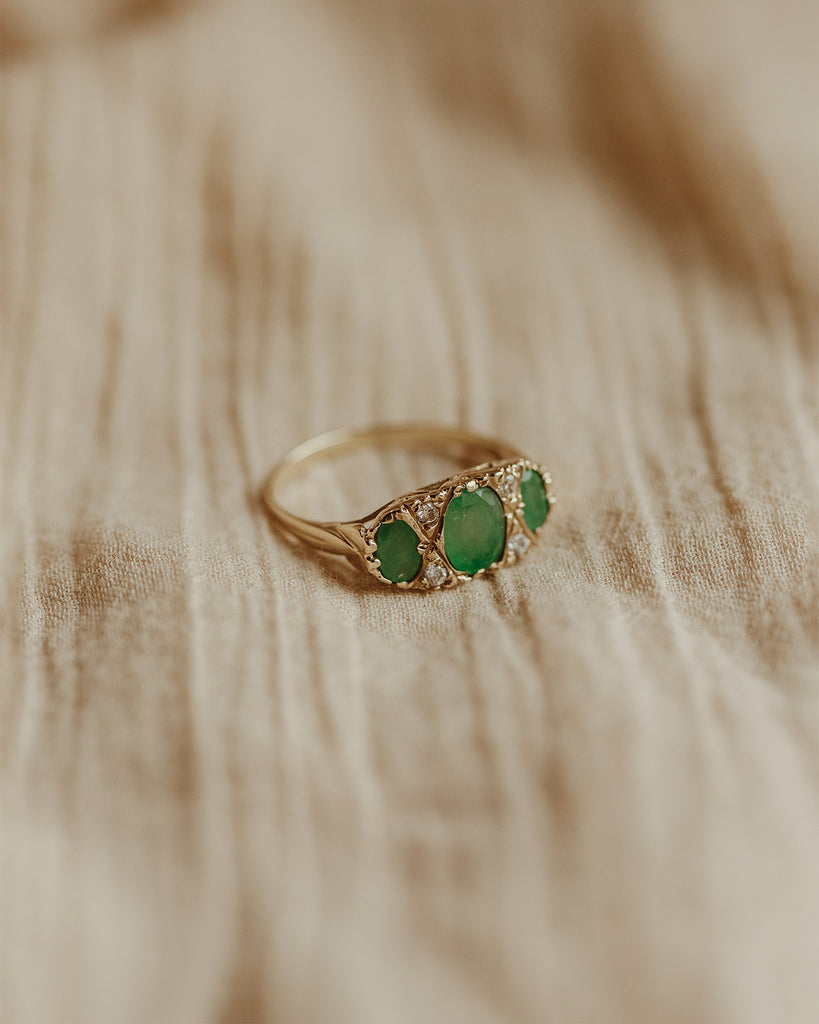 Violet 9ct Gold Emerald & Diamond Ring