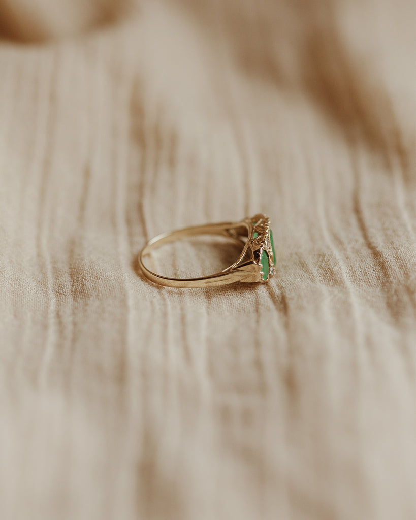 Violet 9ct Gold Emerald & Diamond Ring
