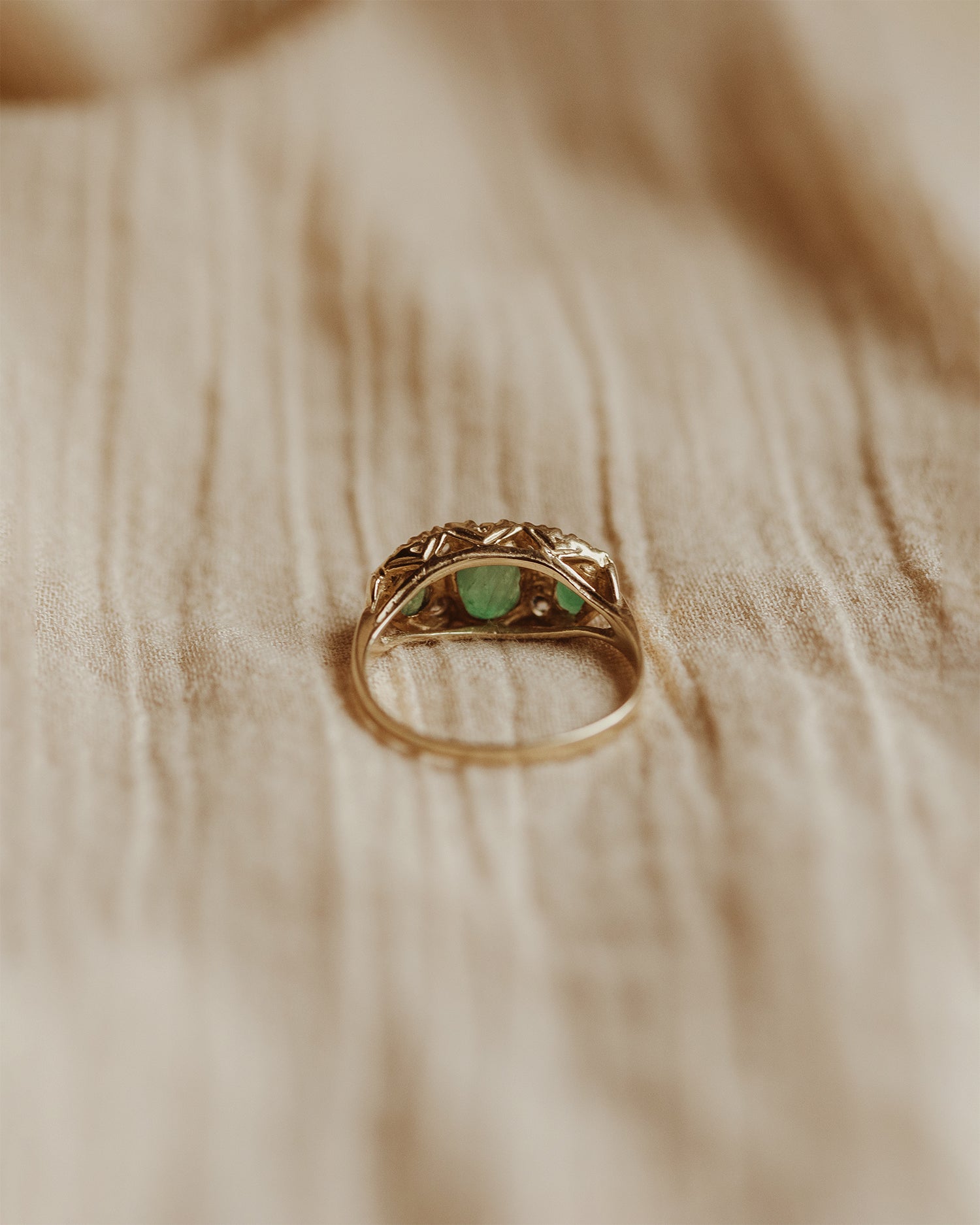 Violet 9ct Gold Emerald & Diamond Ring