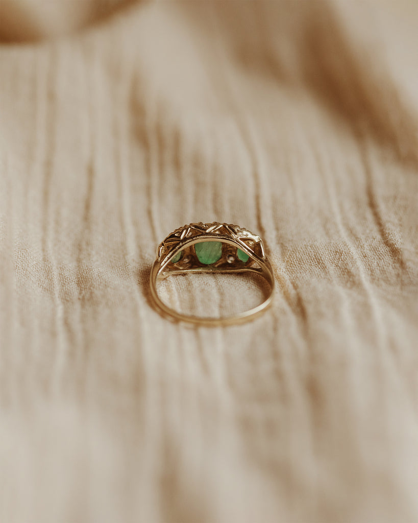 Violet 9ct Gold Emerald & Diamond Ring