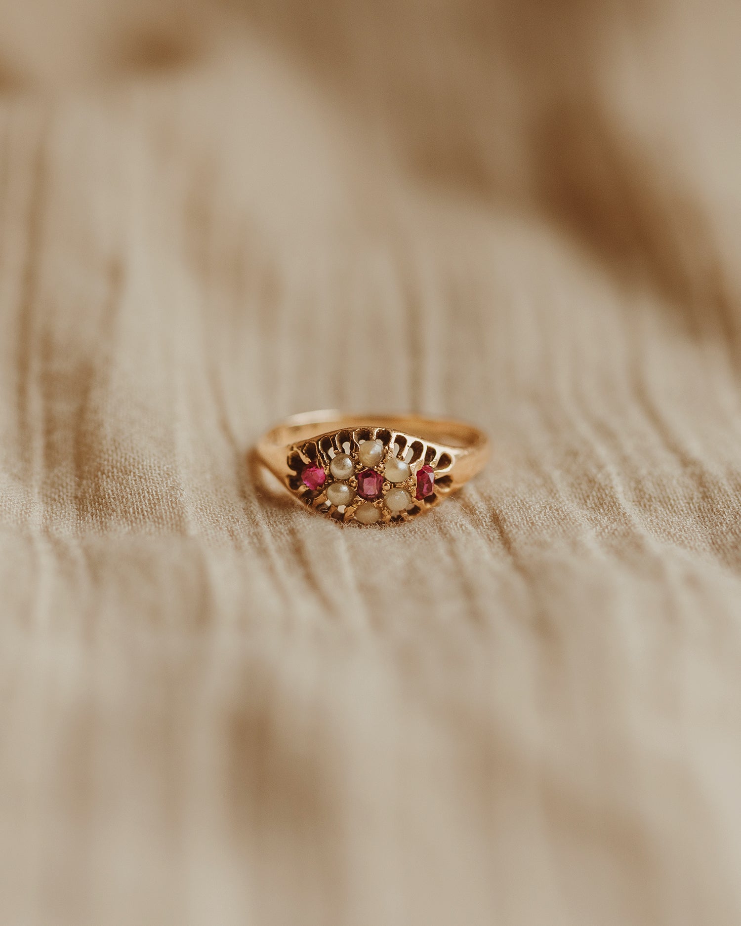 Image of Tammy 15ct Gold Ruby & Pearl Ring