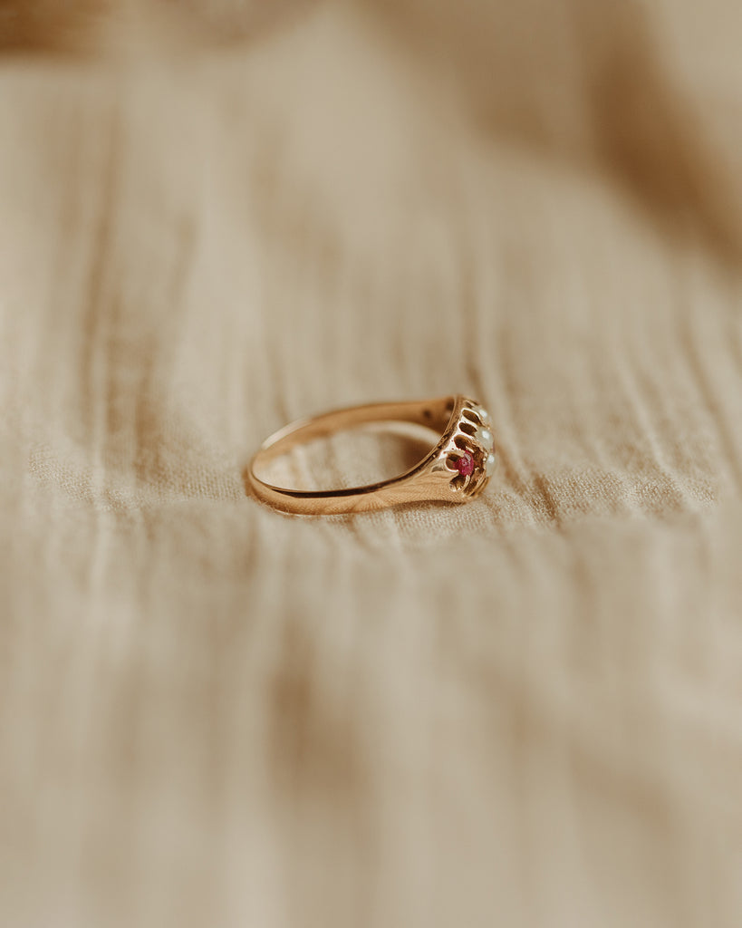 Tammy 15ct Gold Ruby & Pearl Ring