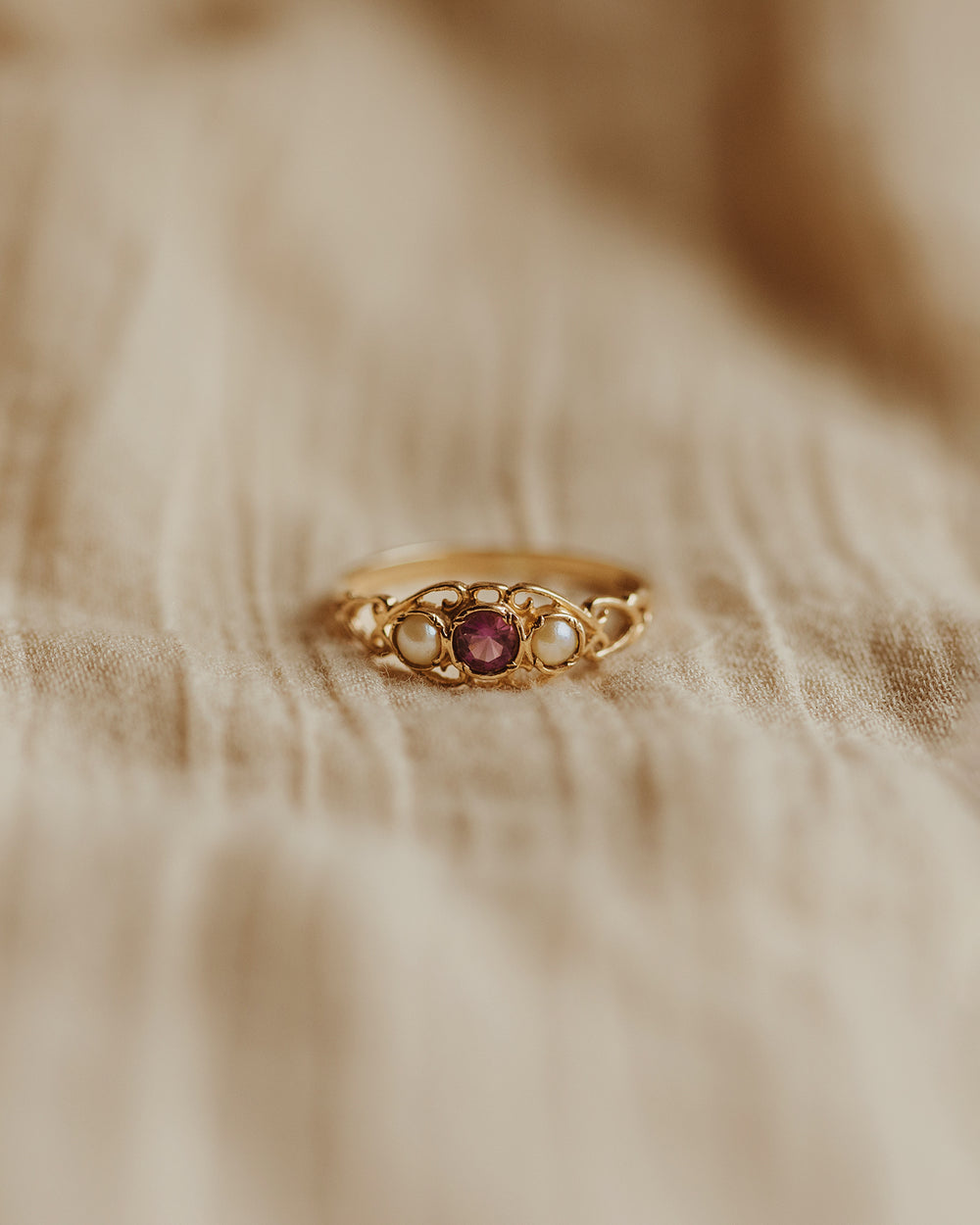 Thomasina 9ct Gold Amethyst & Pearl Ring