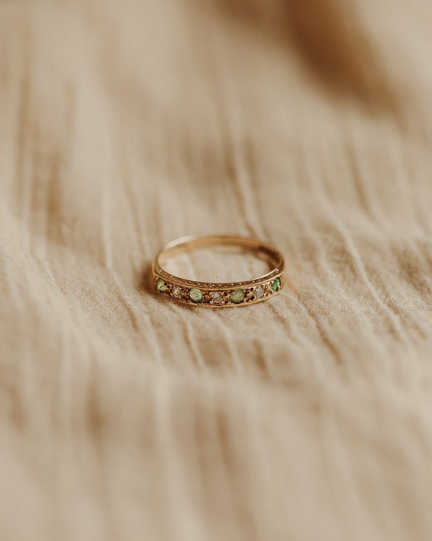 Image of Clarice 9ct Gold Emerald & Diamond Ring