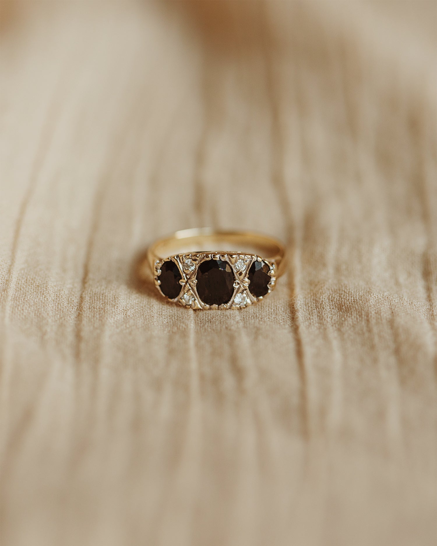 Image of Georgina 1975 9ct Gold Sapphire & Diamond Ring