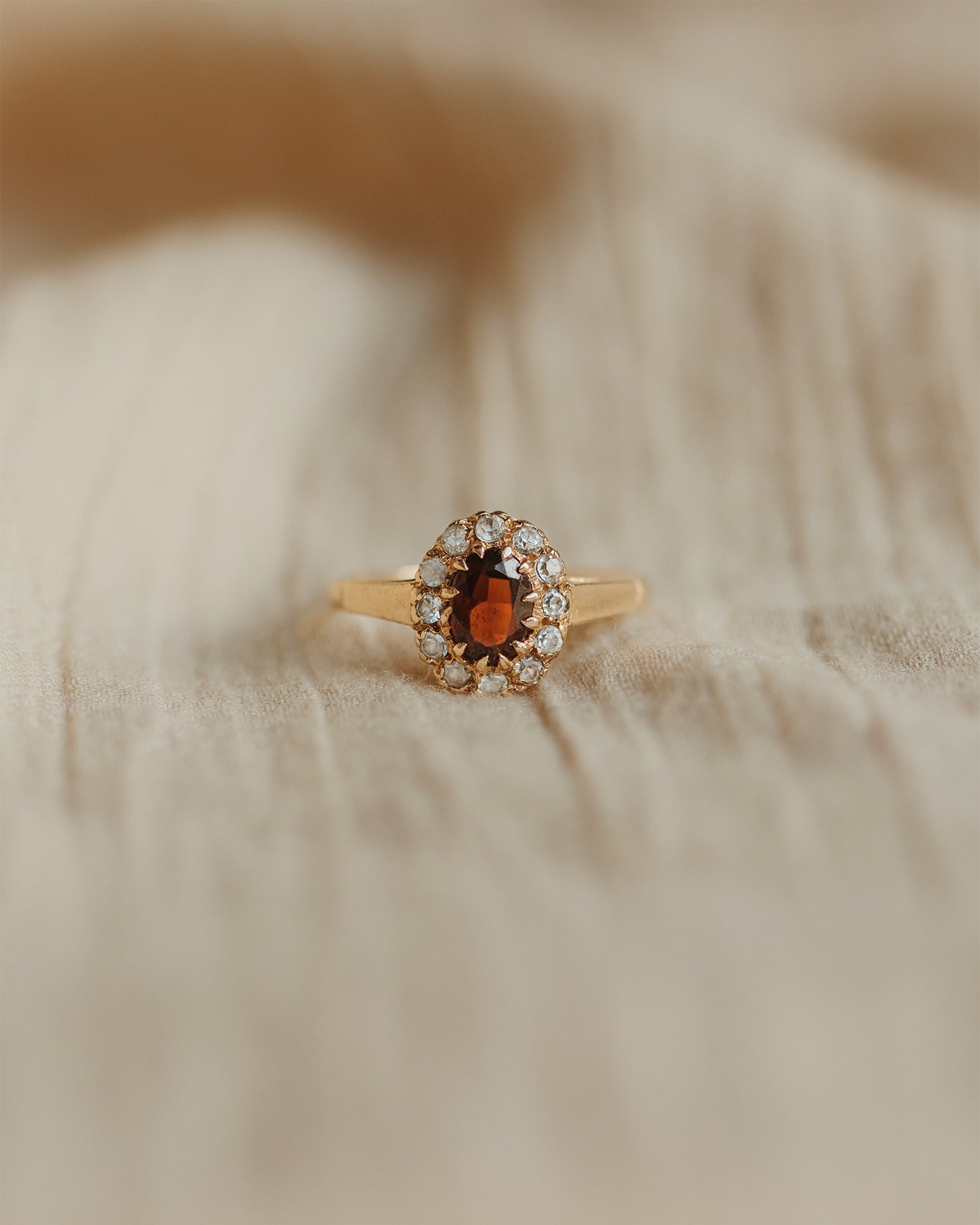 Image of Jacinda 1965 9ct Gold Garnet Cluster Ring