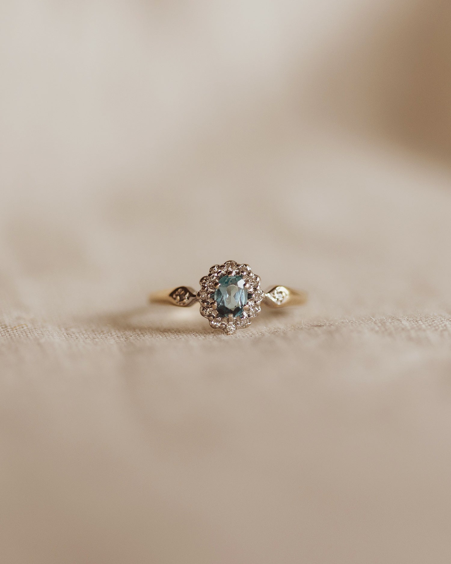 Image of Francine 9ct Gold Aquamarine & Diamond Ring