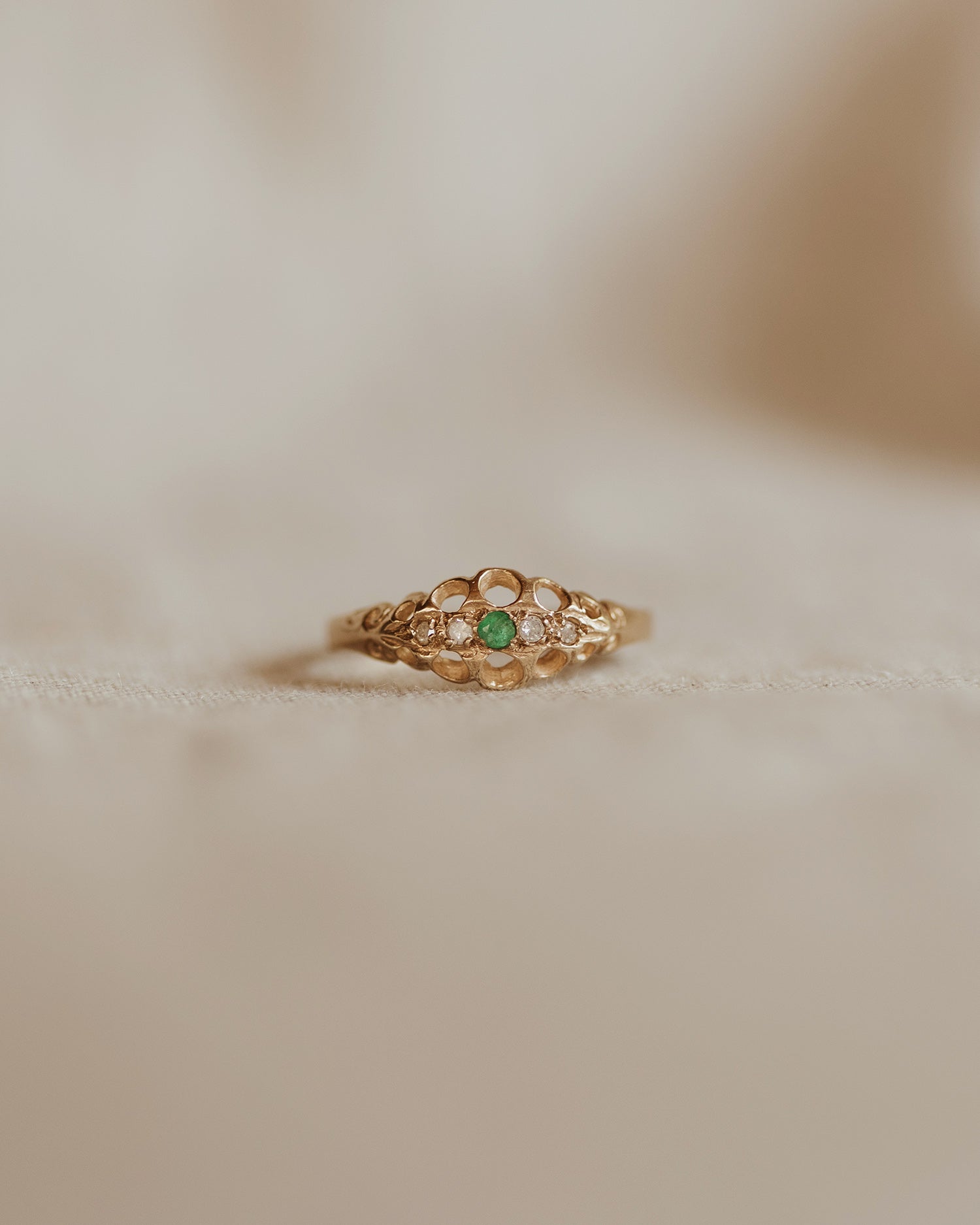 Maggie 9ct Gold Emerald & Diamond Ring