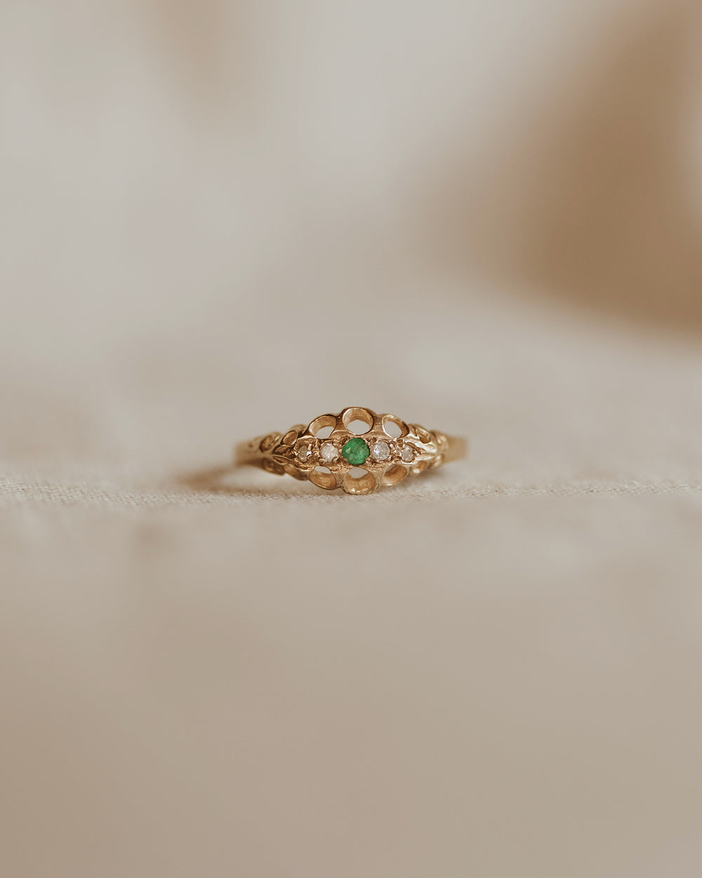 Maggie 9ct Gold Emerald & Diamond Ring