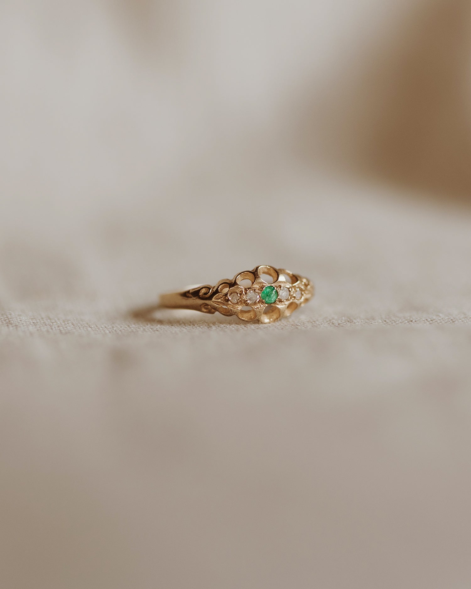 Maggie 9ct Gold Emerald & Diamond Ring