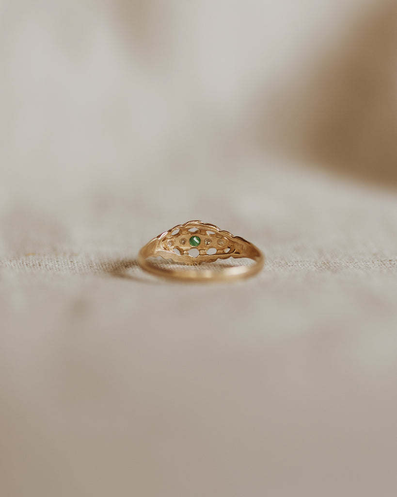 Maggie 9ct Gold Emerald & Diamond Ring