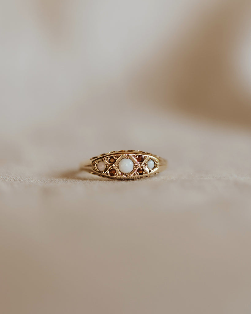 Hester 9ct Gold Opal & Garnet Ring