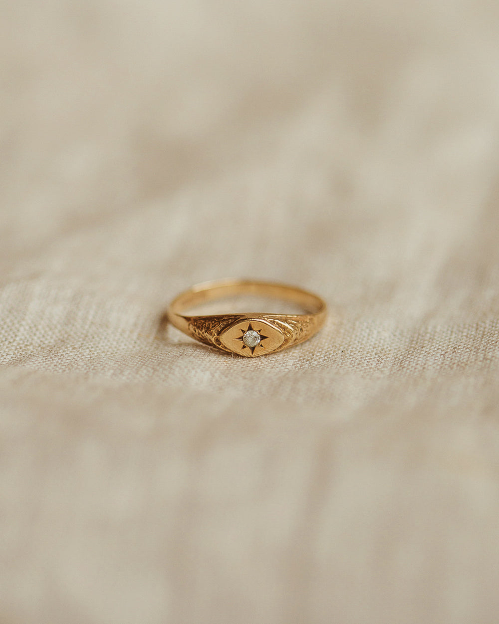 Irina 9ct Gold Starburst Signet Ring