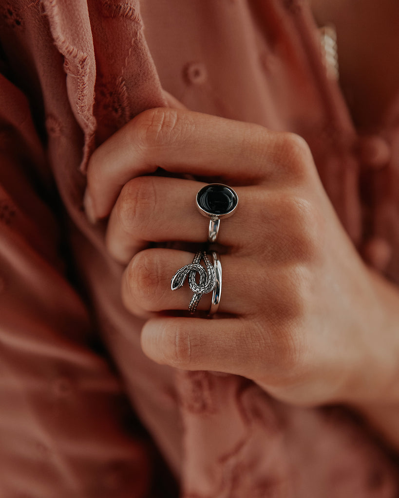 Ebba Sterling Silver Gemstone Ring - Black Onyx