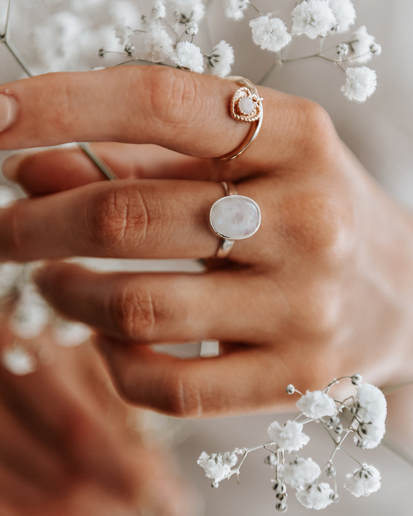 Ebba Sterling Silver Gemstone Ring - Moonstone