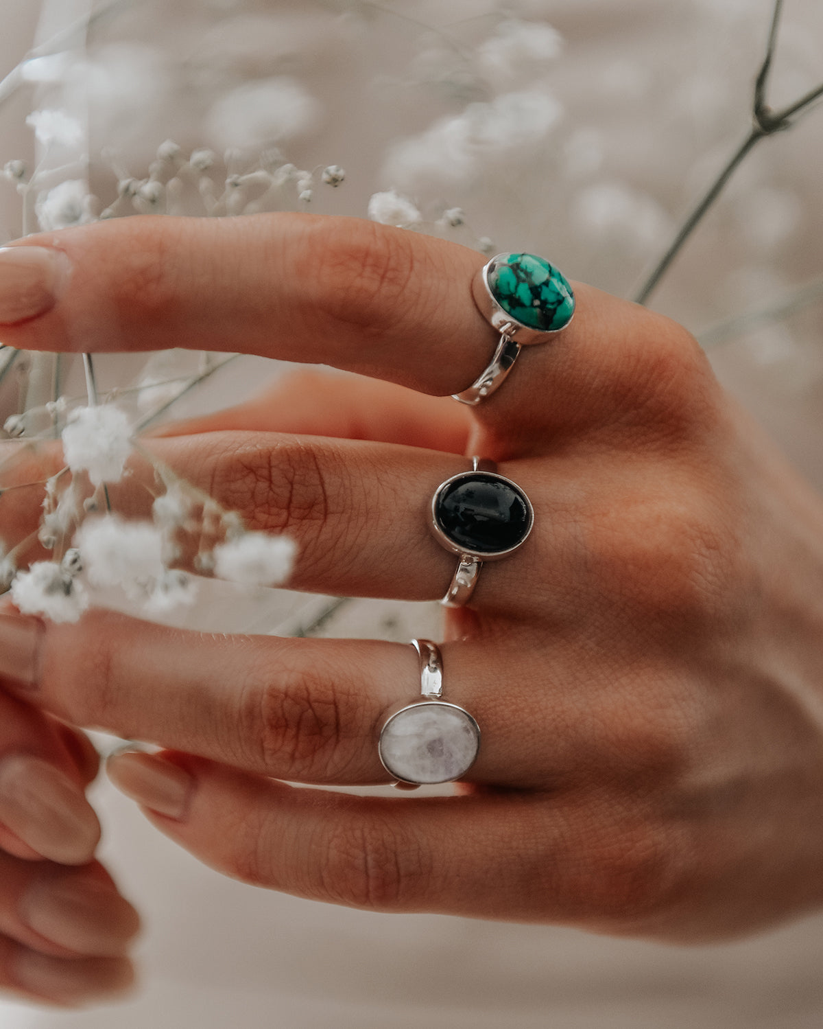 Ebba Sterling Silver Gemstone Ring - Moonstone