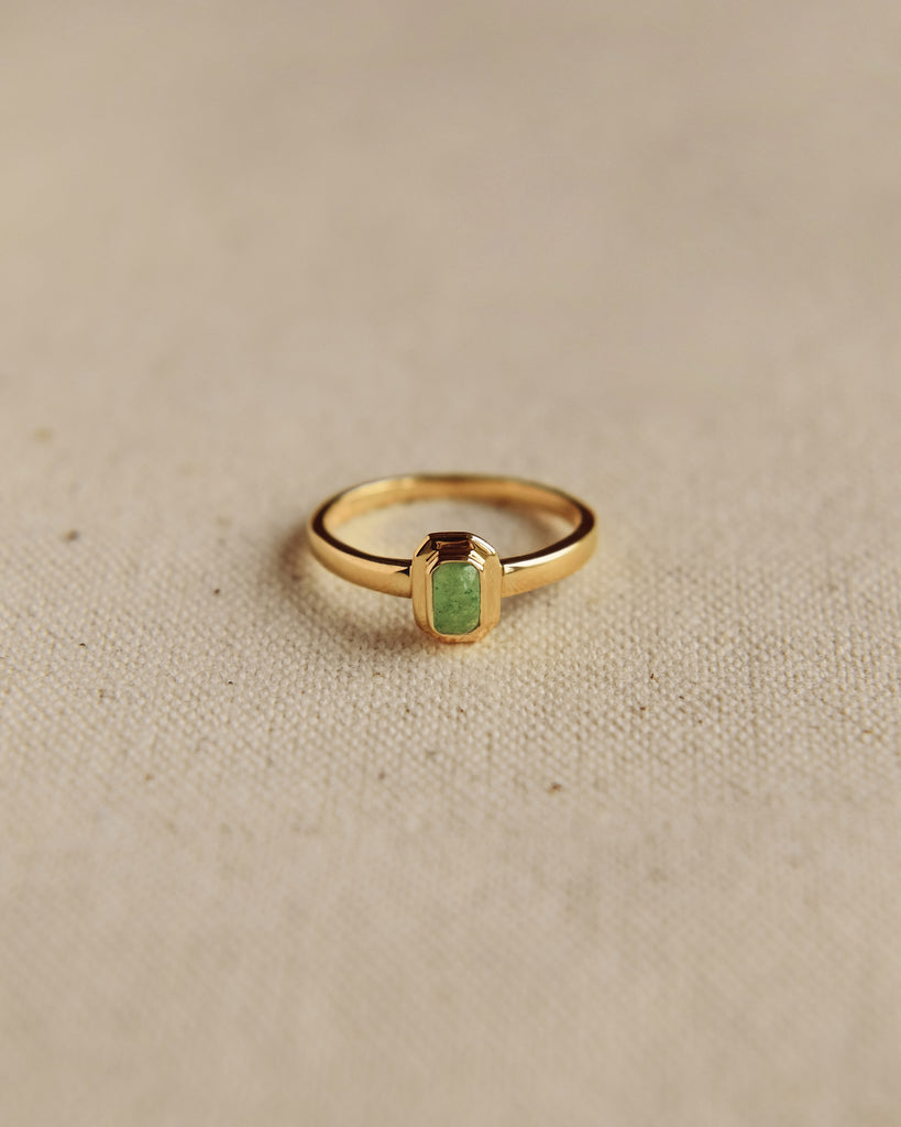Birthstone Solitaire and Diamond Ring in 14K Yellow Gold | Audry Rose
