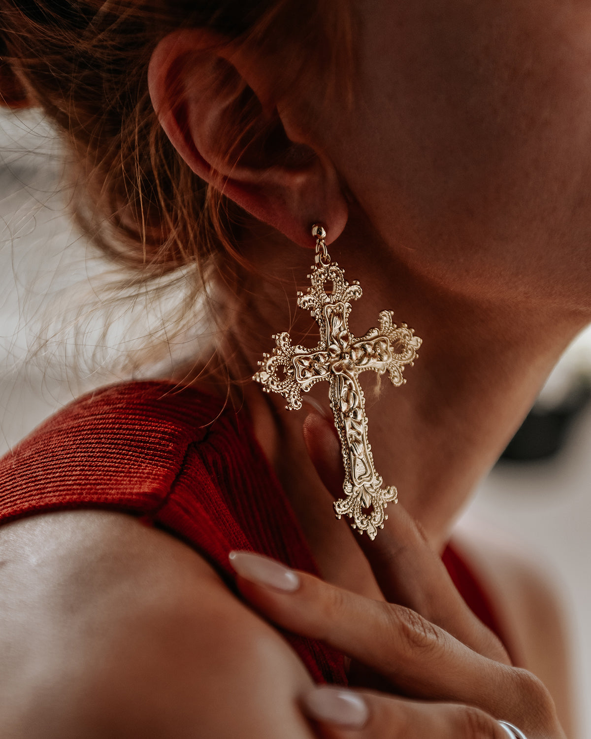Gabrielle Baroque Cross Earrings
