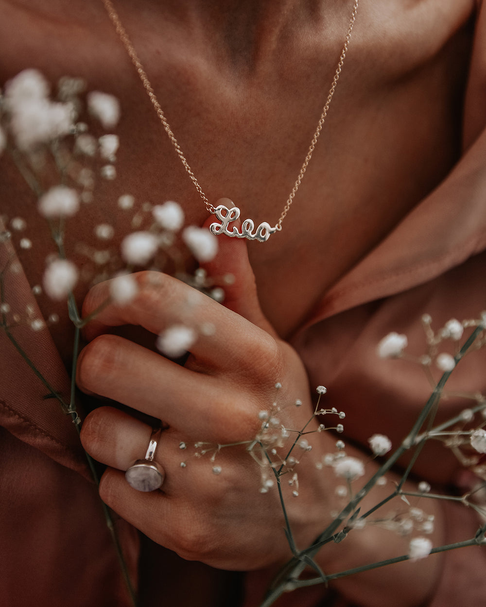 Leo Zodiac Nameplate Necklace
